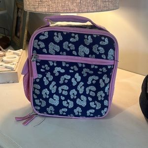 Pottery Barn Kids Navy and Pink Glitter Cheetah Lunch Box